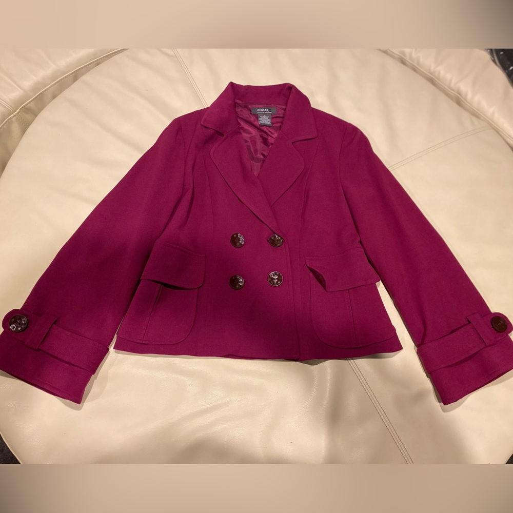 George Me Designs by Mark Eisen , Magenta  Jacket with Brown buttons , Size 12